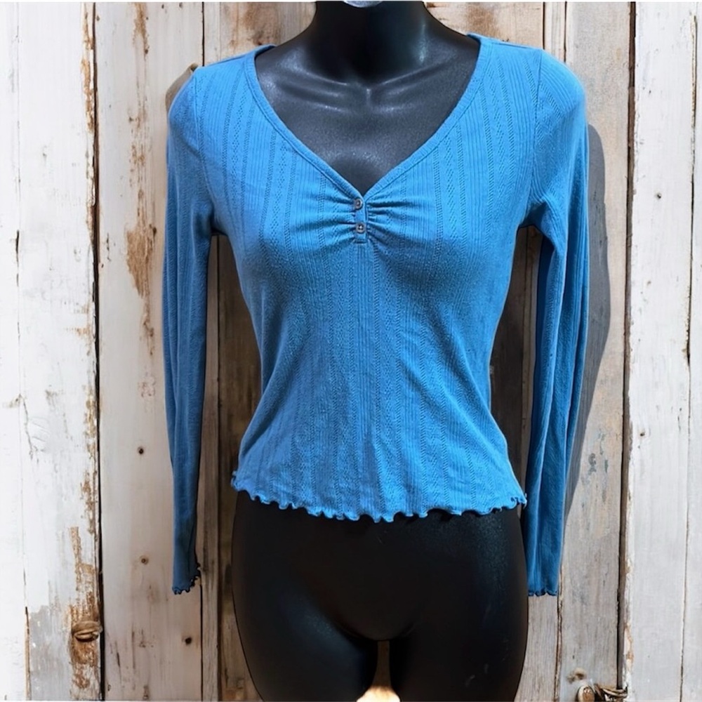 🚨LIKE NEW Wild Fable V-Neck Blue Long Sleeve Top